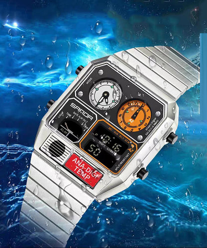 Vintage Silk Stainless Steel Alloy Tempered Glass Men Watches