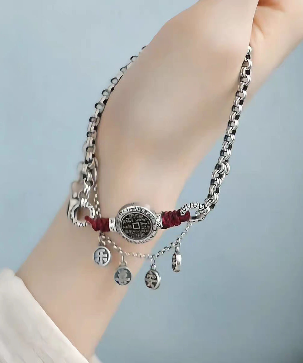 Vintage Silk Sterling Silver Peace And Joy Lariat Necklace