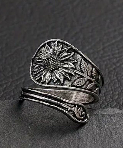 Vintage Silk Sterling Silver Sunflower Open Rings