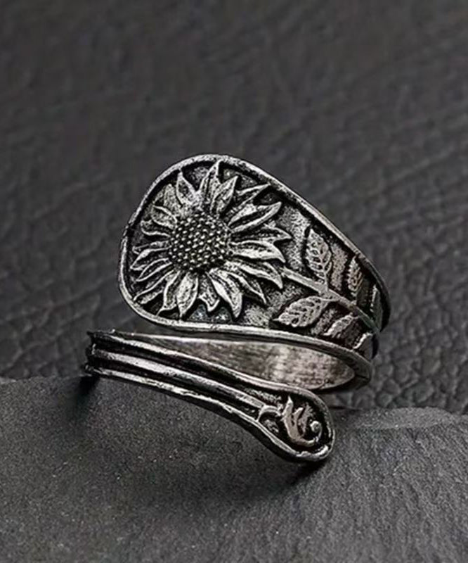 Vintage Silk Sterling Silver Sunflower Open Rings
