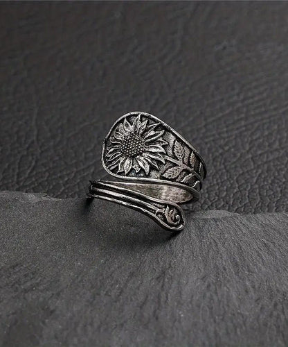 Vintage Silk Sterling Silver Sunflower Open Rings
