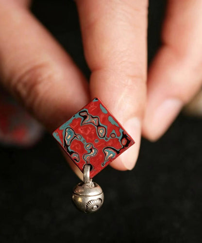 Vintage Silver-Plated Alloy Square Bell Stud Earrings