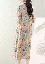 Load image into Gallery viewer, Vintage Stand Collar Print Chinese Button Cotton Dress Summer