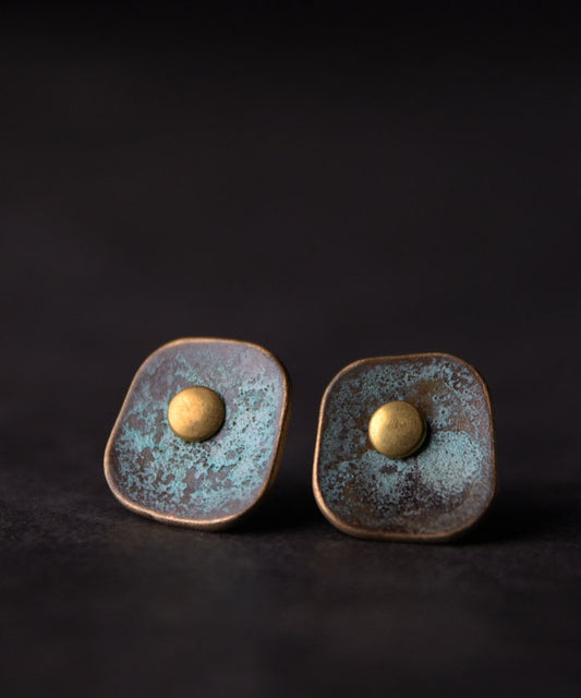Vintage Sterling Silver Verdigris Stud Earrings