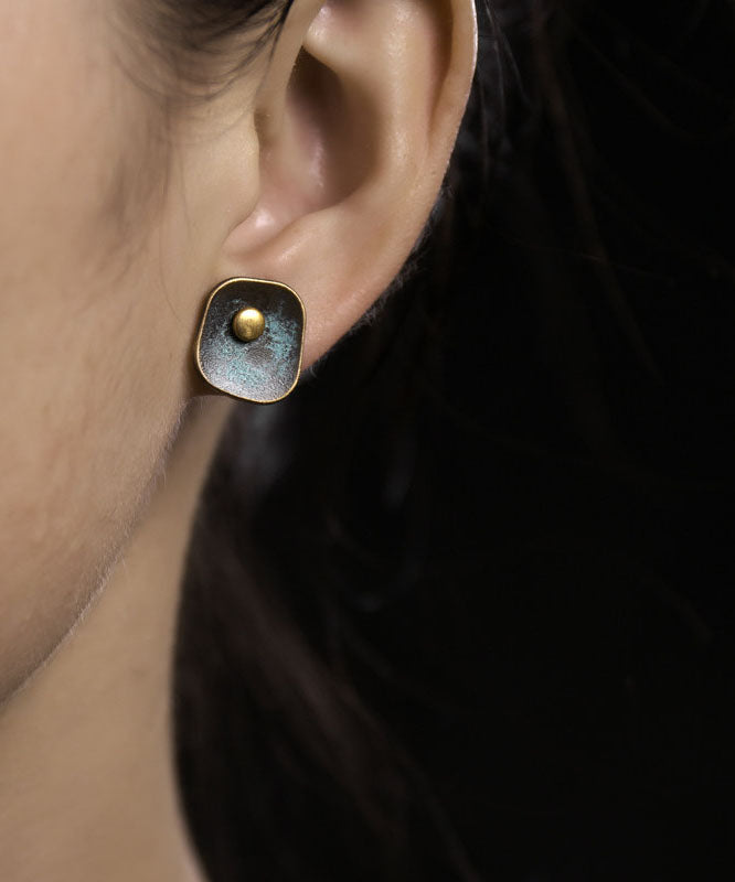 Vintage Sterling Silver Verdigris Stud Earrings