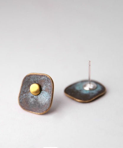 Vintage Sterling Silver Verdigris Stud Earrings