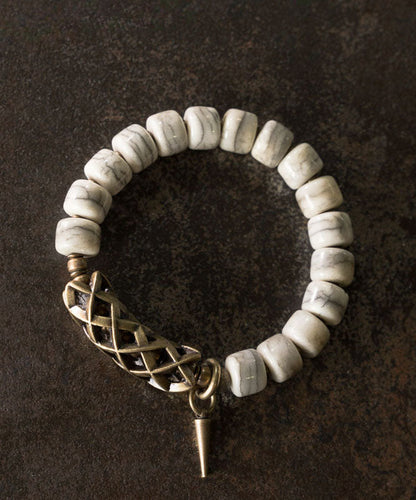Vintage Stylish Copper And Jade Men Bracelet