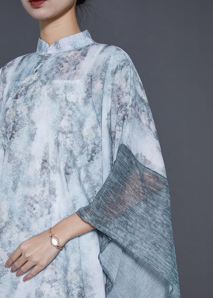 Vintage Tie Dye Patchwork Chiffon Maxi Dresses Two Piece Spring