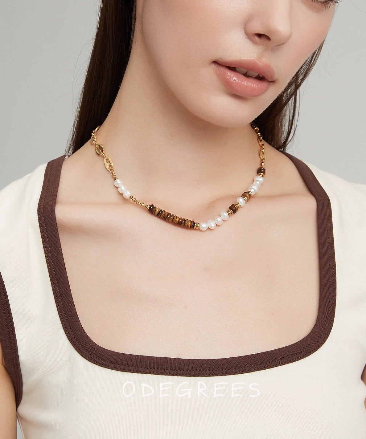 Vintage Tiger's Eye With Fine Pearl Gratuated Bead Necklace