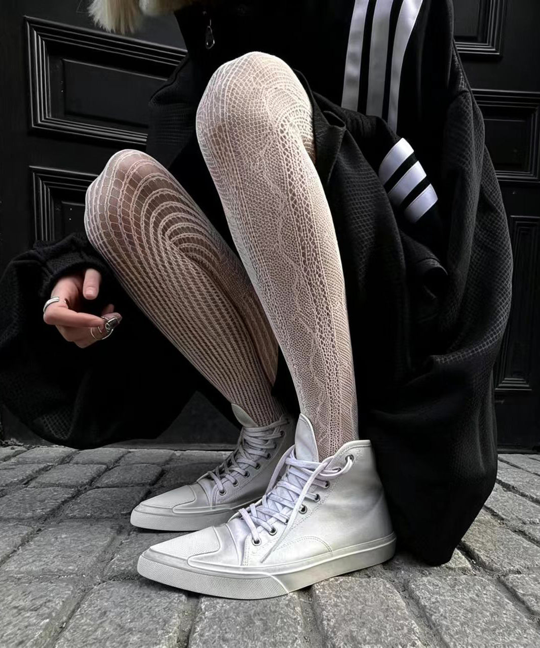 Vintage White Disressed Washed Lace Up Pointed Toe Wedge High Top Sneakers