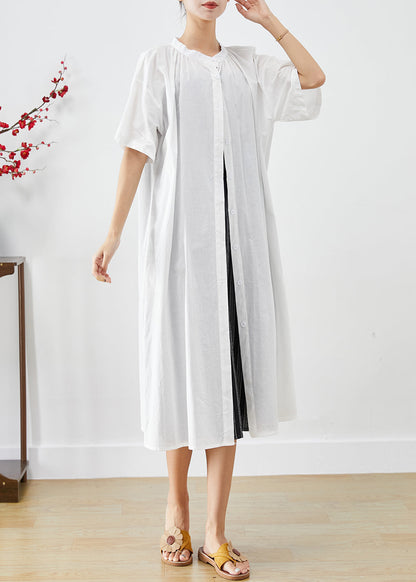 Vintage White Oversized Cotton Cardigan And Dress Two Piece Set Summer