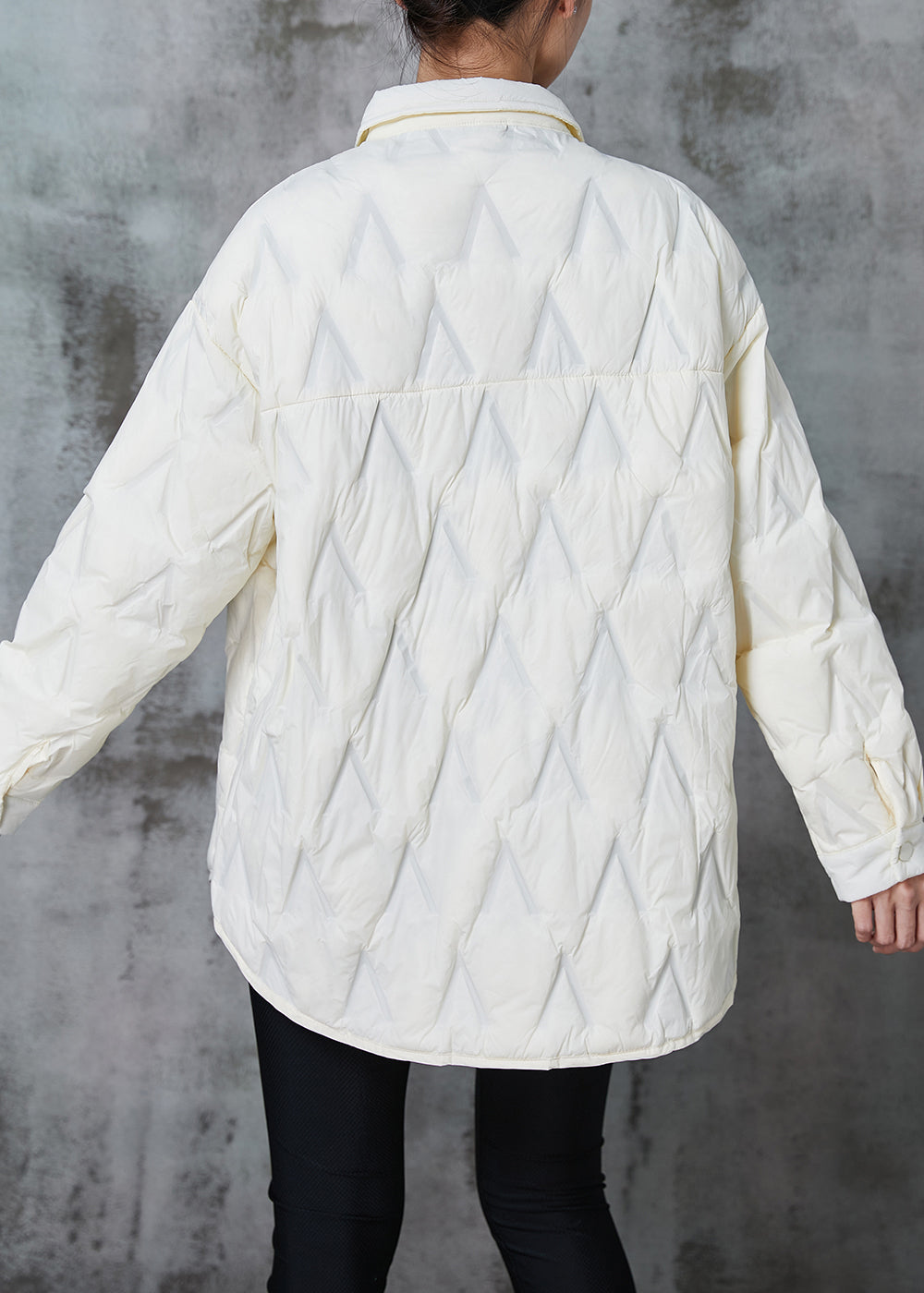 Vintage White Oversized Pocket Fine Cotton Filled Coat Winter