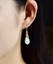 Load image into Gallery viewer, Vintage White Paitings Silver Jade Drop Earrings