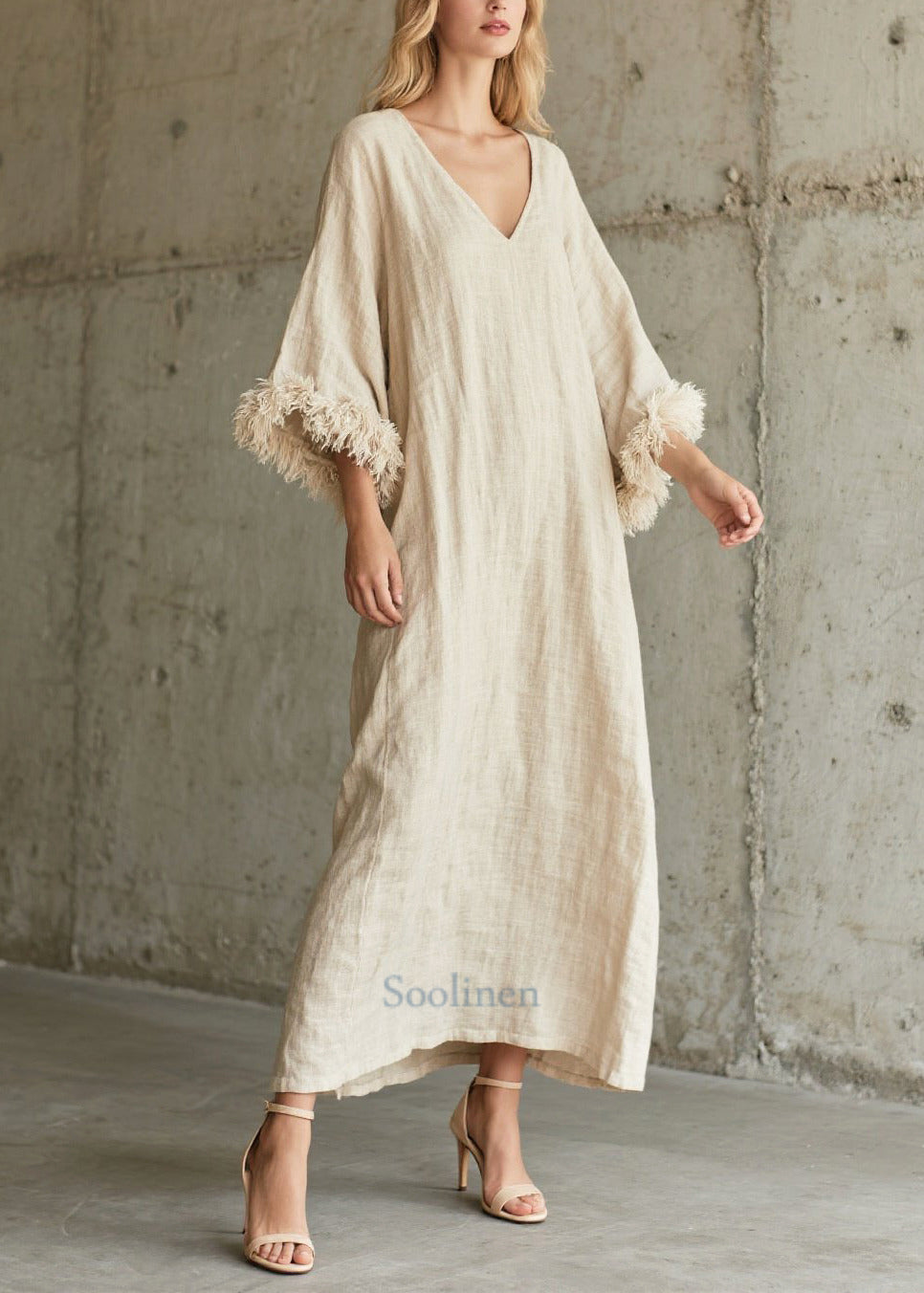 Vintage White V Neck Patchwork Faux Fur Vacation Dresses Fall