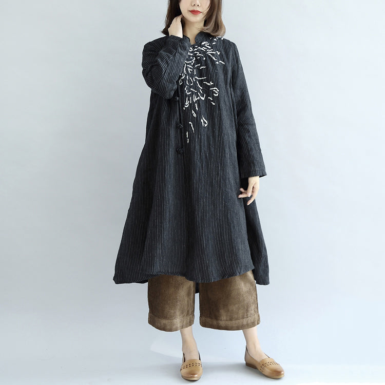 Vintage black linen dresses plus size linen blouses caftans