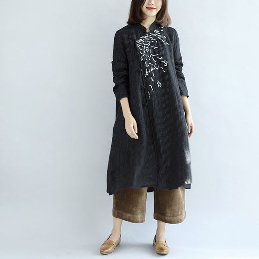 Vintage black linen dresses plus size linen blouses caftans