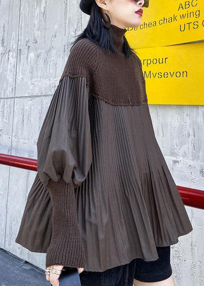 Vintage black sweater tops Puff Sleeve Loose fitting Cinched knit tops - SooLinen