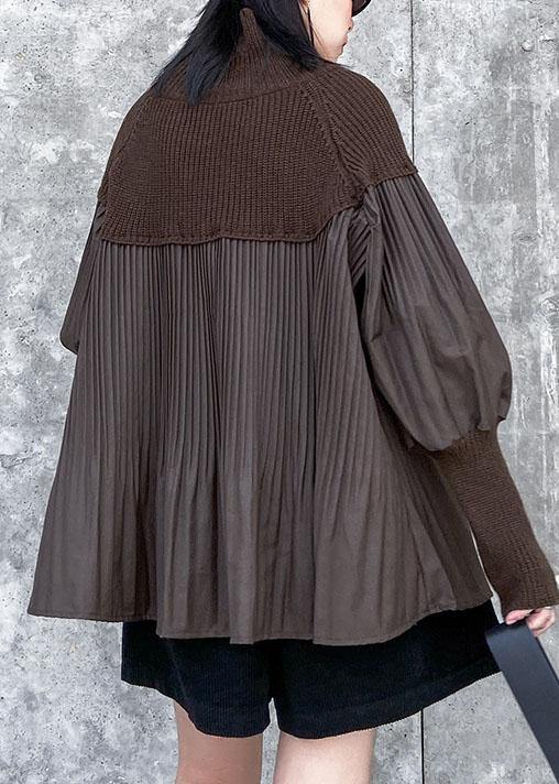 Vintage black sweater tops Puff Sleeve Loose fitting Cinched knit tops - SooLinen