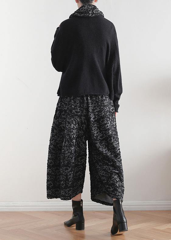 Vintage black tops casual high neck knitwear Batwing Sleeve top - SooLinen