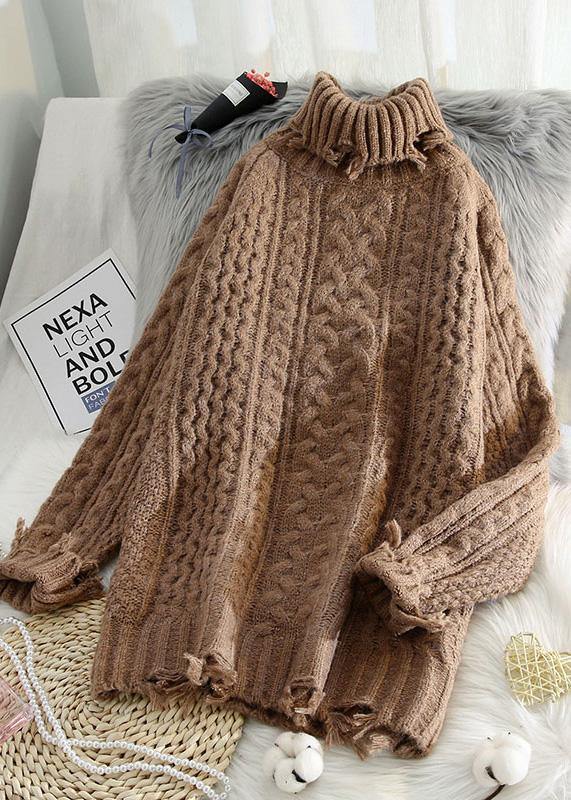 Vintage blue knit blouse spring plus size high neck knit sweat tops - SooLinen