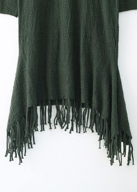 Vintage green Sweater Wardrobes Quotes high neck Big fall sweater dress - SooLinen