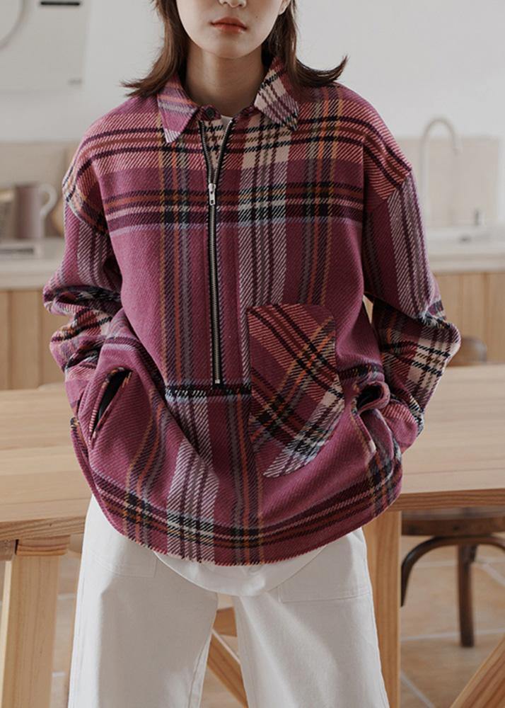 Vintage plaid woolen sweater female winter Korean version of the loose warm top - SooLinen