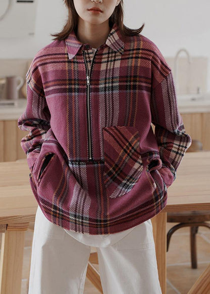 Vintage plaid woolen sweater female winter Korean version of the loose warm top - SooLinen