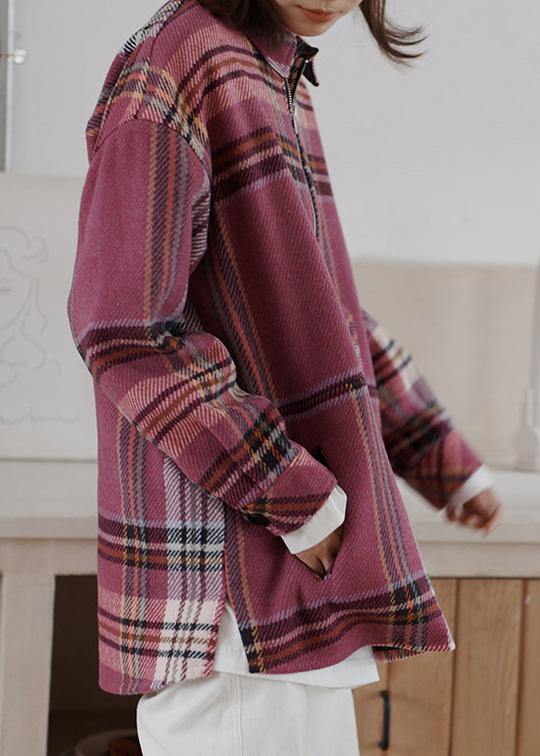 Vintage plaid woolen sweater female winter Korean version of the loose warm top - SooLinen