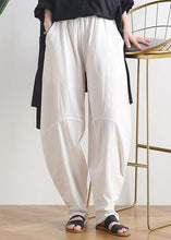 Load image into Gallery viewer, Vintage white cotton and linen loose casual trousers Zen lantern pants