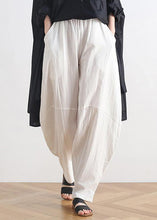 Load image into Gallery viewer, Vintage white cotton and linen loose casual trousers Zen lantern pants
