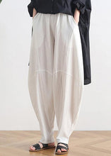 Load image into Gallery viewer, Vintage white cotton and linen loose casual trousers Zen lantern pants