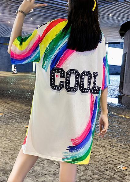 Vivid multi prints Cotton short sleeve Dress - SooLinen