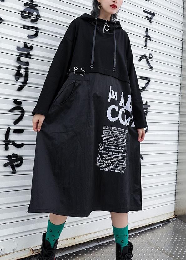 Vivid patchwork cotton Wardrobes Fabrics black prints Dresses fall - SooLinen