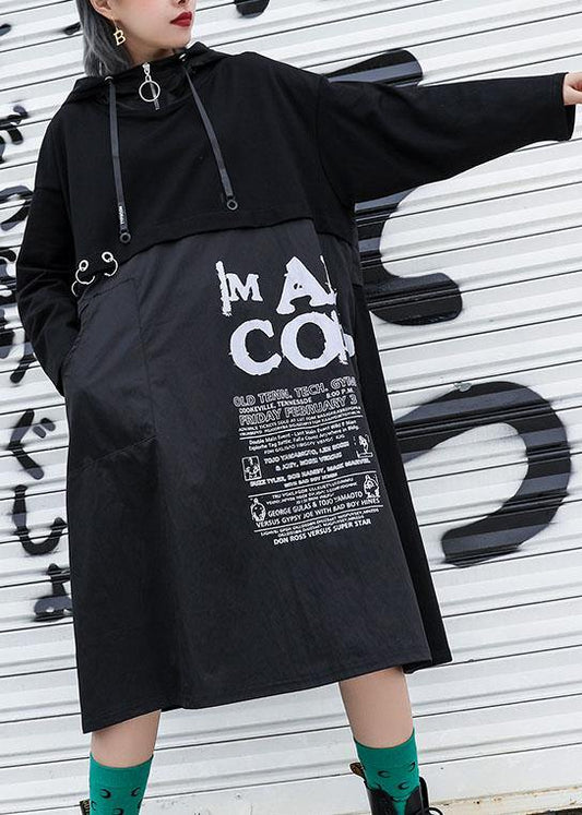 Vivid patchwork cotton Wardrobes Fabrics black prints Dresses fall - SooLinen