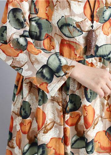 Vivid prints dotted cotton tunics for women o neck cotton summer Dress - SooLinen