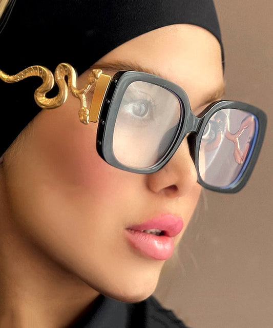 Vogue Black Square Snake Eyeframe Flat Mirror