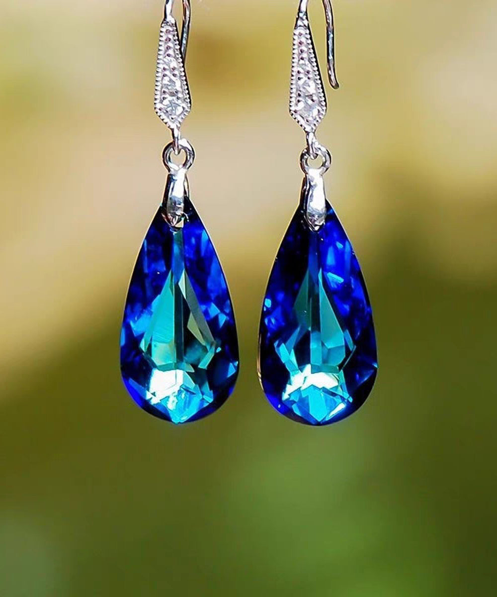 Vogue Blue Sterling Silver Zircon Crystal Drop Earrings