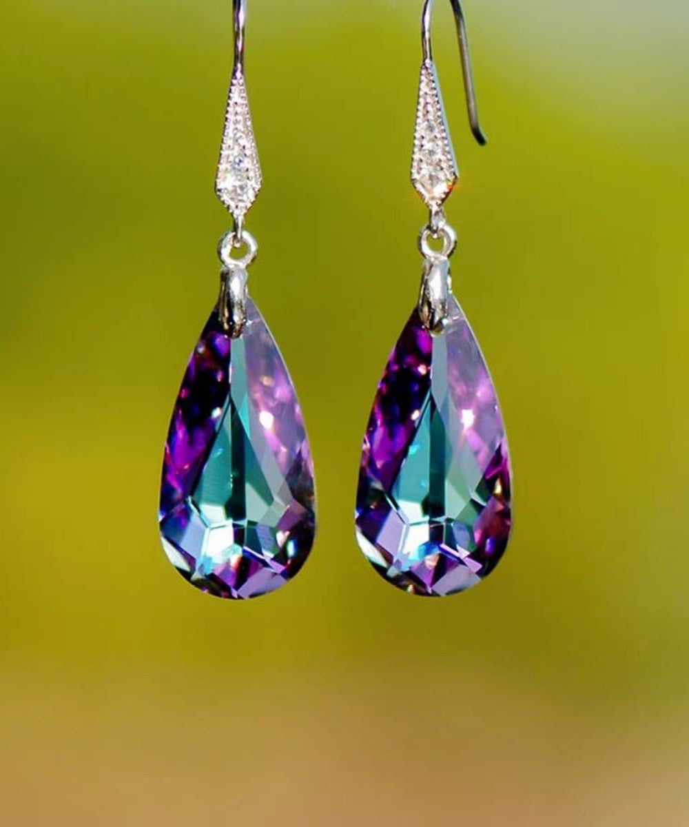 Vogue Blue Sterling Silver Zircon Crystal Drop Earrings