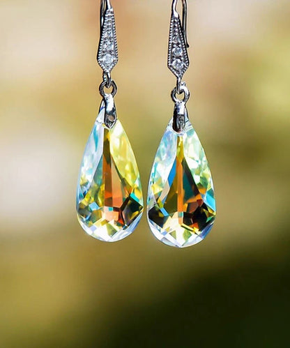 Vogue Blue Sterling Silver Zircon Crystal Drop Earrings