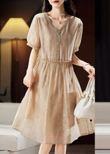Load image into Gallery viewer, Vogue Champagne Ruffled V Neck Lace Patchwork Maxi Dresses Summer