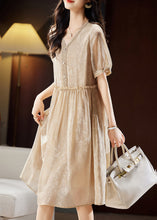 Load image into Gallery viewer, Vogue Champagne Ruffled V Neck Lace Patchwork Maxi Dresses Summer