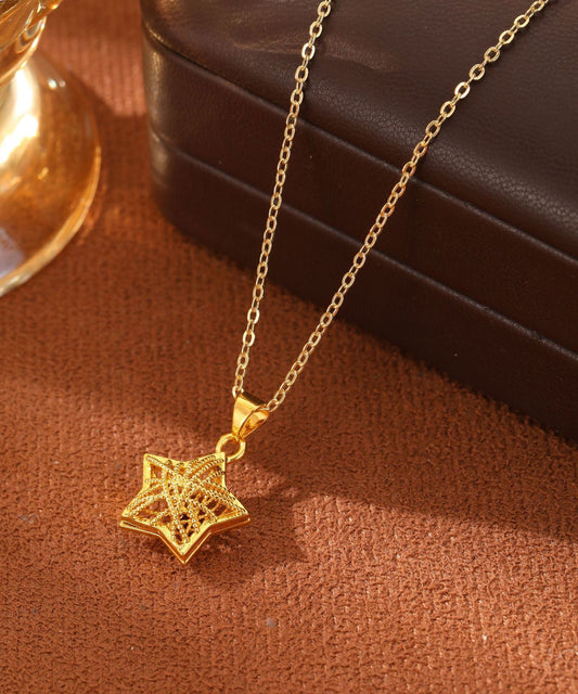 Vogue Gold Alloy Hollow Out Star Pendant Necklace