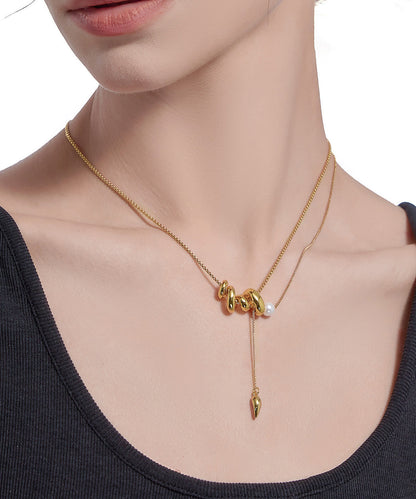 Vogue Gold Copper Overgild Pearl Pendant Necklace