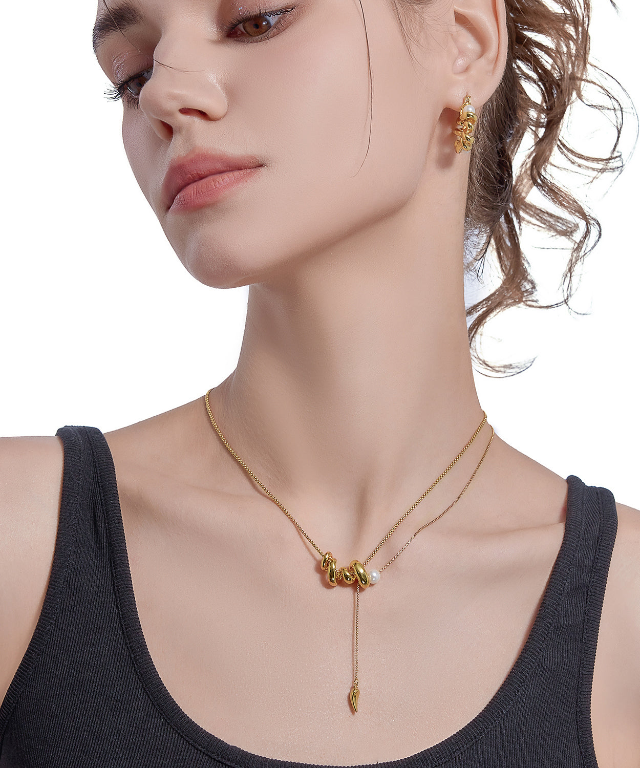 Vogue Gold Copper Overgild Pearl Pendant Necklace