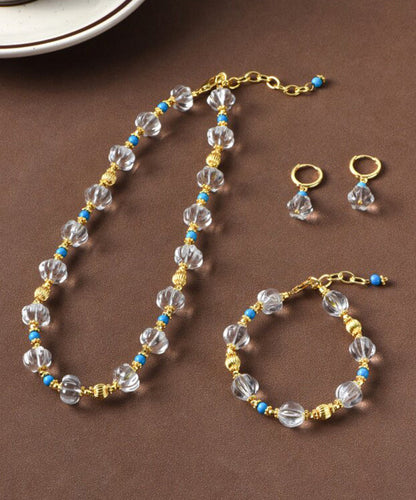 Vogue Gold Copper Overgild Turquois Pendant Necklace Three-Piece Set