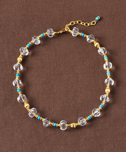 Vogue Gold Copper Overgild Turquois Pendant Necklace Three-Piece Set