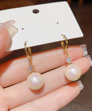 Load image into Gallery viewer, Vogue Gold Copper Overgild Zircon Pearl Drop Earrings