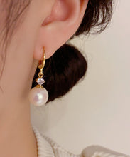 Load image into Gallery viewer, Vogue Gold Copper Overgild Zircon Pearl Drop Earrings