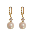 Vogue Gold Copper Overgild Zircon Pearl Drop Earrings