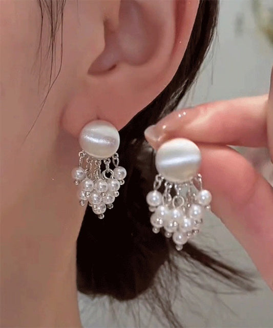 Vogue Gold Metal Pearl Tassel Drop Earrings